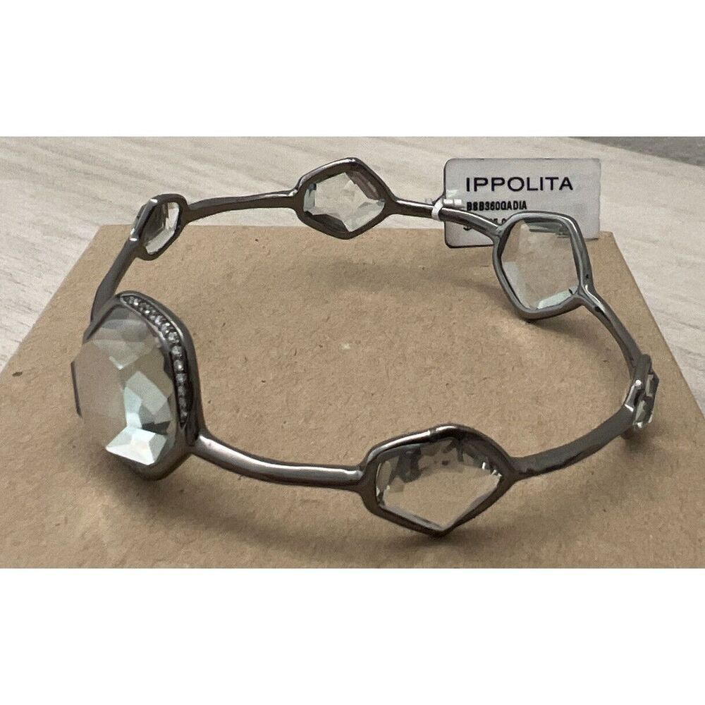 Ippolita Black Rhodium Silver 925 Diamond Wicked 6 Station Bangle Bracelet $2495 - Picture 7 of 12
